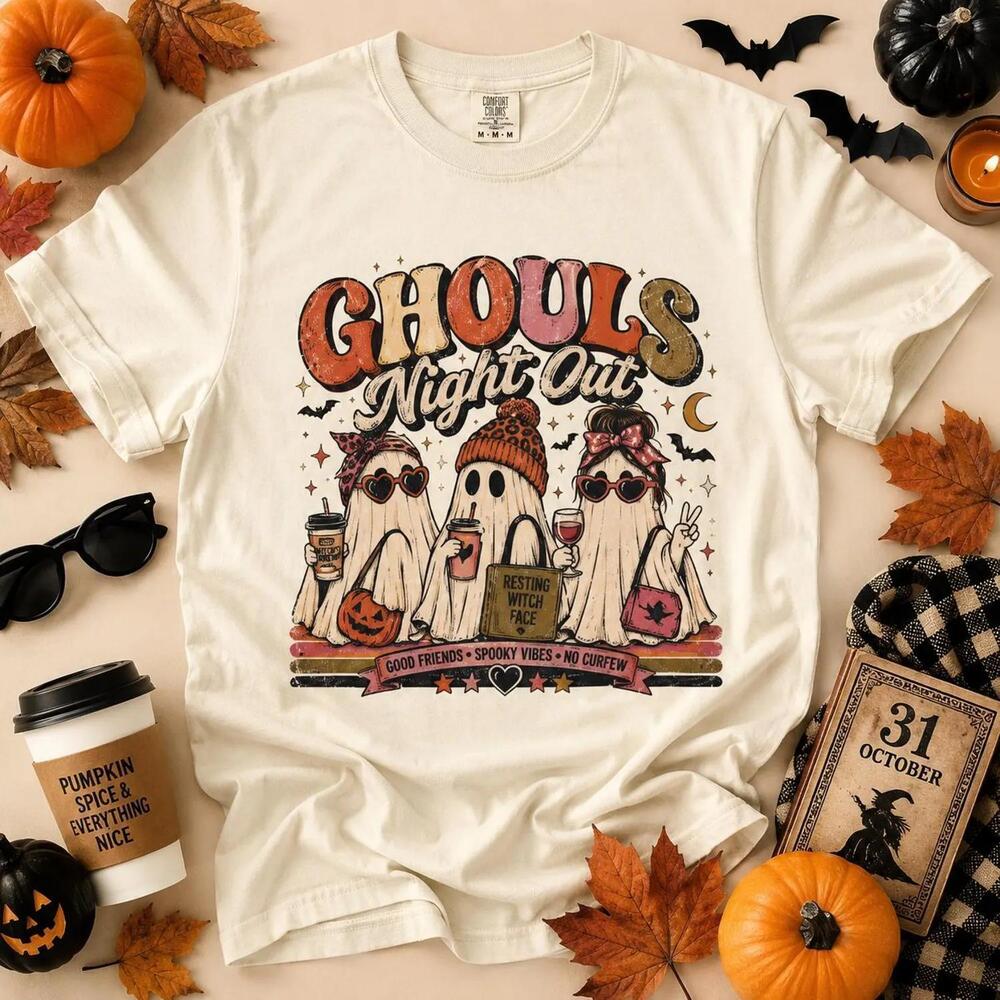 Ghouls Night Out Shirt, Halloween Ghost Tee, Girls Night Halloween Shirt